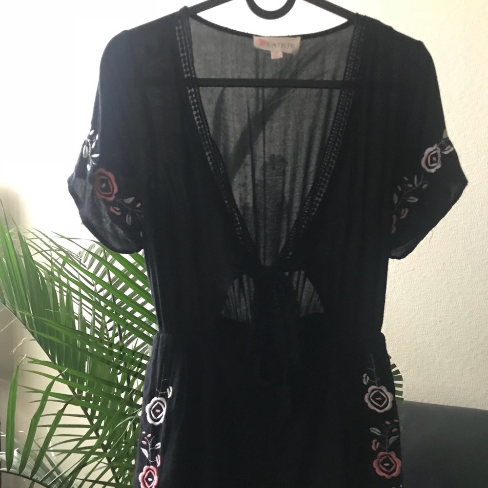 Floral embroidery romper